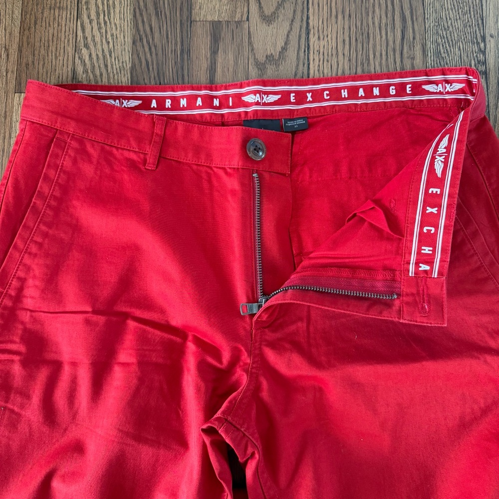 A|X Armani Exchange Men’s Red Pants 100% Cotton Size 33 - Picture 4 of 14